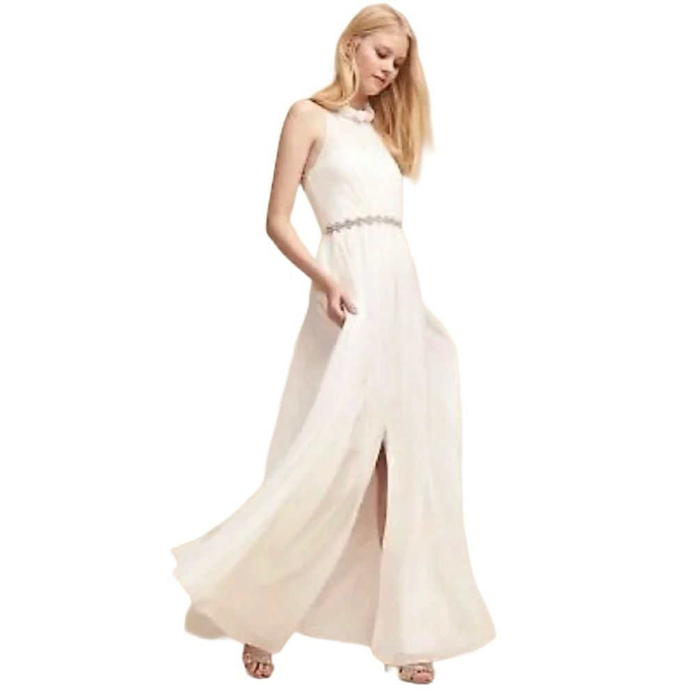 BHLDN Hitherto Camila Silk Maxi Dress Ivory Sheer Bridal Size 4